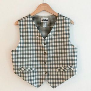 CONTEMPO CASUALS BLACK & WHITE PLAID 90s VEST SIZE M
